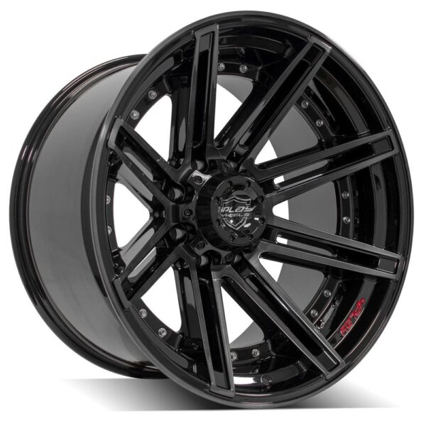 4PLAY Gen2 4P08 22x12 8x6.5" -44et in Gloss Black w/ Brushed Face & Tinted Clear