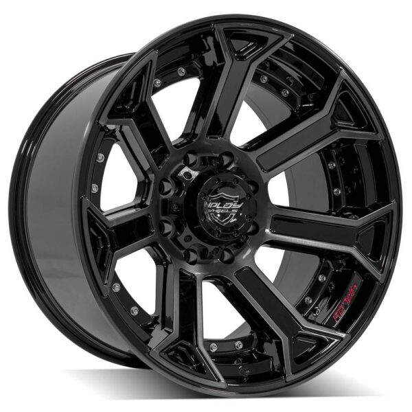 4PLAY Gen2 4P70 22x12 8x6.5" -44et in Gloss Black w/ Brushed Face & Tinted Clear