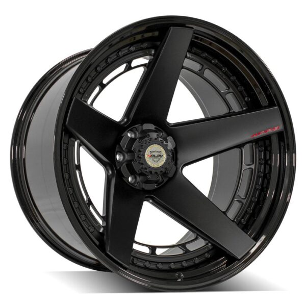 4PLAY Forged 4PF5 24x14 6x135mm & 6x5.5" -76et in Matte Black Center w/ Gloss Black Barrel