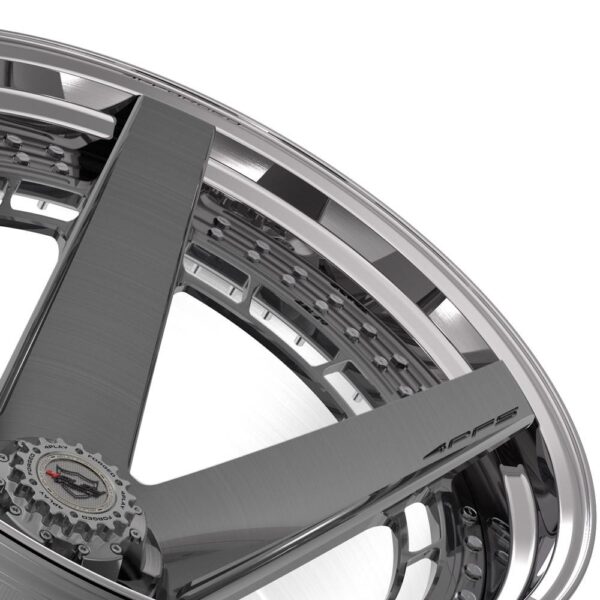4PLAY Forged 4PF5 24x14 6x135mm & 6x5.5" -76et in Brushed w/ Tinted Clear Center & Polished Barrel