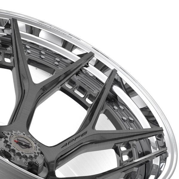 4PLAY Forged 4PF6 24x14 5x5" & 5x5.5" -76et in Brushed w/ Tinted Clear Center & Polished Barrel